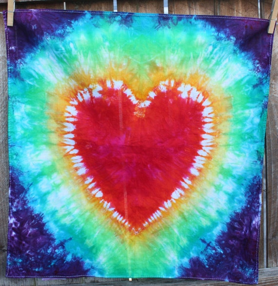 Tie Dye Rainbow Heart Bandana