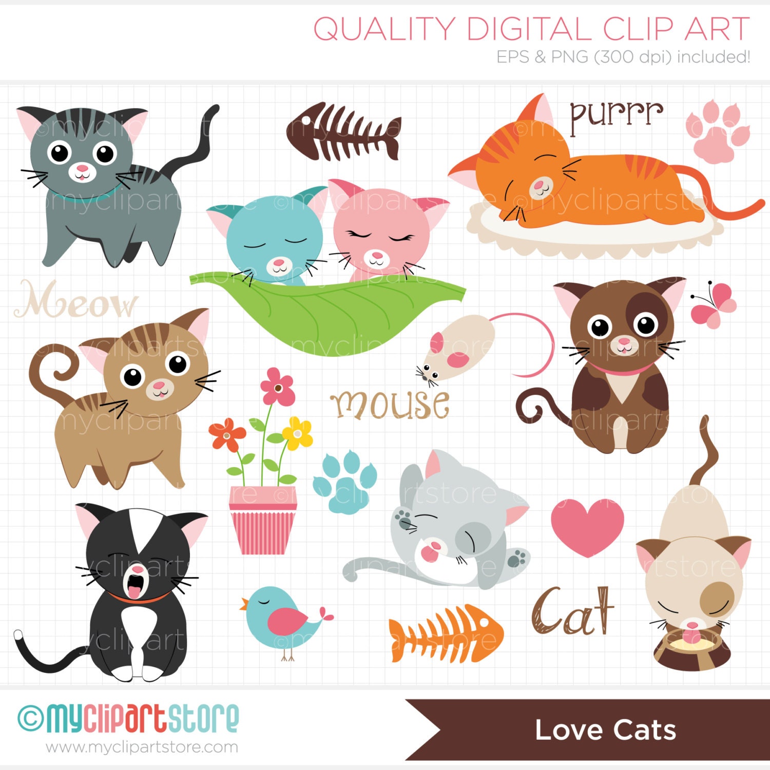 cat clip art etsy - photo #8