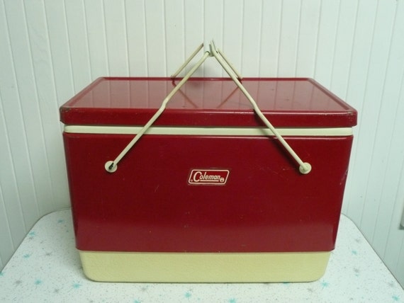 Vintage Red Coleman Picnic Camping Cooler Ice by NewLifeVintageRVs