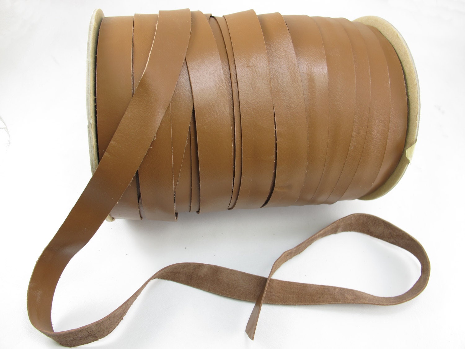Russet Brown Genuine Leather Strips 2cm by springfieldleather