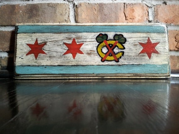 Handcrafted Blackhawks Chicago Flag