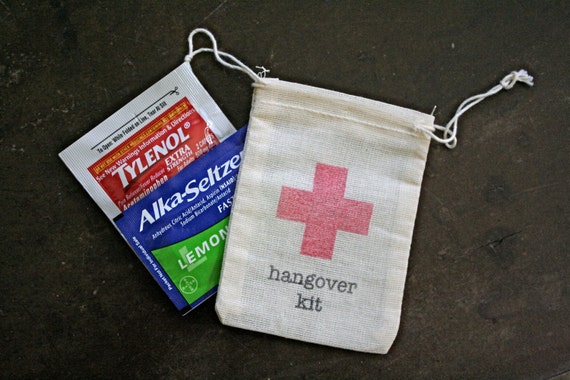 Hangover Kit favor bags muslin 2x4. Set of by ClementineWeddings