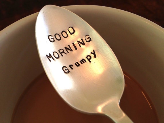 Good Morning Grumpy recycled vintage silver by BellaJacksonStudios