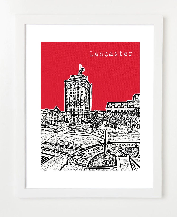 Lancaster Pennsylvania Skyline Lancaster City Art Print