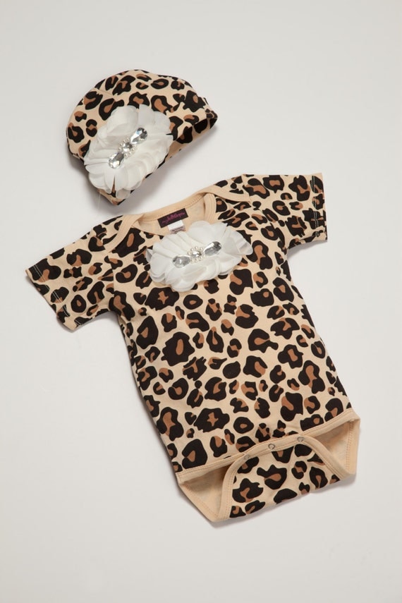 Leopard Print Baby Girl One Piece Set Short Sleeve Leopard Set