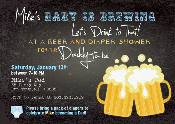 Beer and Diaper Shower Invitation Boy Man Shower Man Diaper