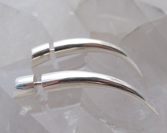 Fake Gauge earrings - Sterling Silver Earrings - standard size piercings - small talon