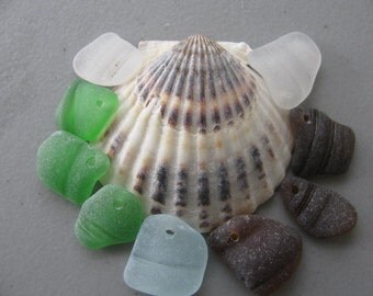 Drilled Glass, Bottlenecks, Sea Glass Jewelry Supply, Seaglass Lot, Jewelry Making, Art Supply, Drilled Beach Glass, Drilled Sea Glass