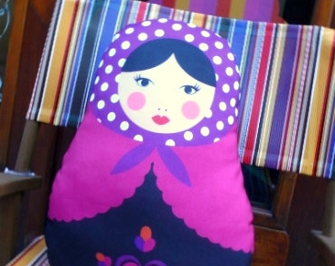 Stuffed Matryoshka with pink heart, Funny Gift, Fluffy Babushka, Cheerful Russian doll, Gift for Kids, Stuffed Martioshka, Colorful decor