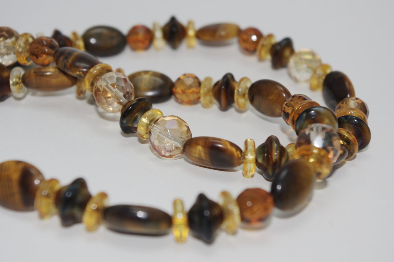 Handmade Necklace: Tigereye & Vintage Glass Beads