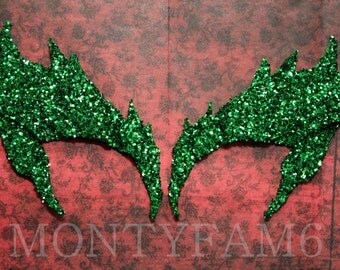 Poison Ivy Leaves Eyebrow Eye mask EMERALD Glitter GREEN Cosplay Comic Con Uma Thurman Elf Fairy
