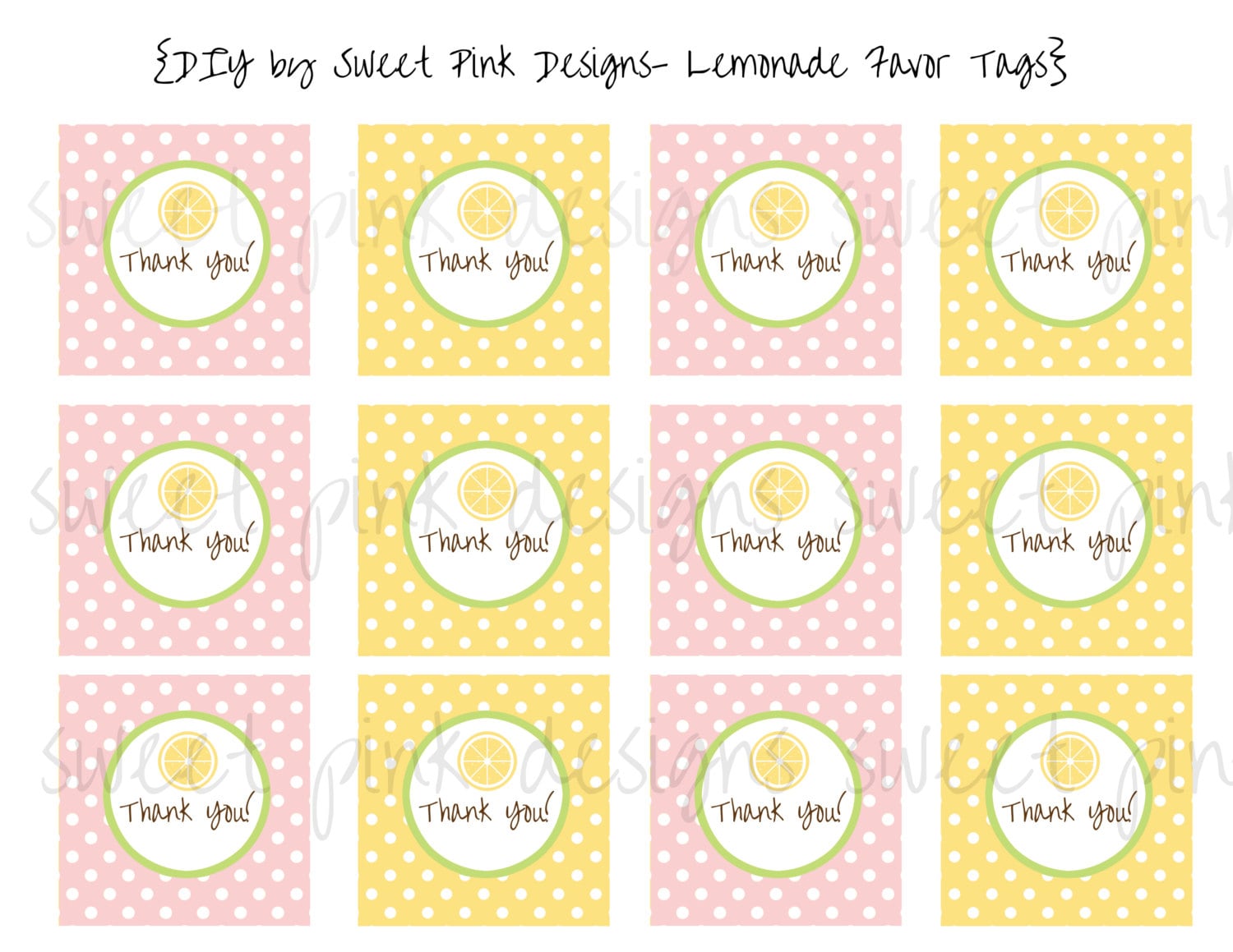 Lemonade Favor Tags Lemonade Party Favor Tags Lemonade