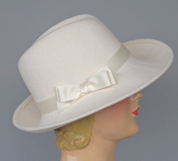 Winter White Felt Fedora Fur Felt Womens Hat