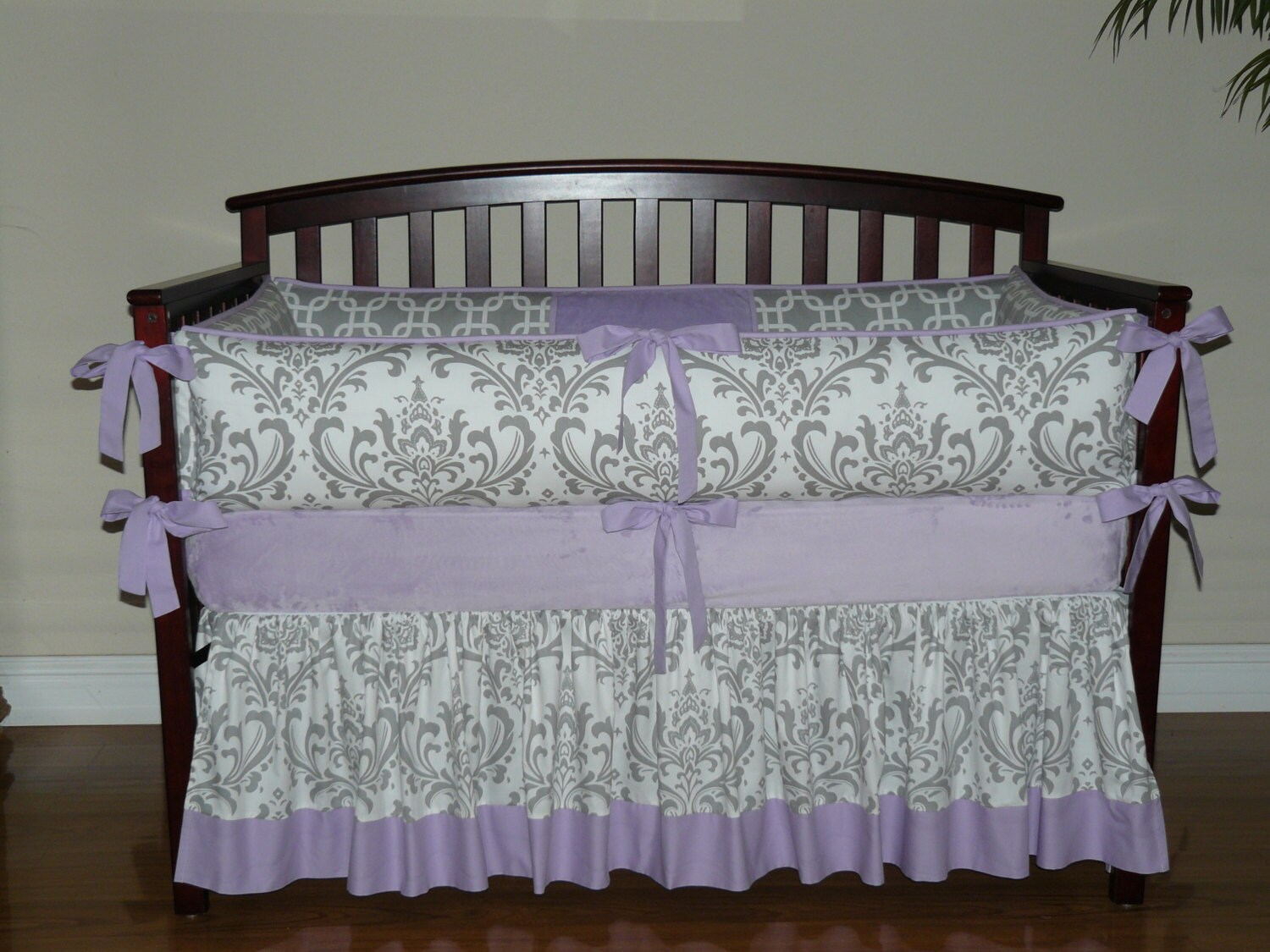 Baby Bedding LilacLavender Gray Damask Gray Gotcha