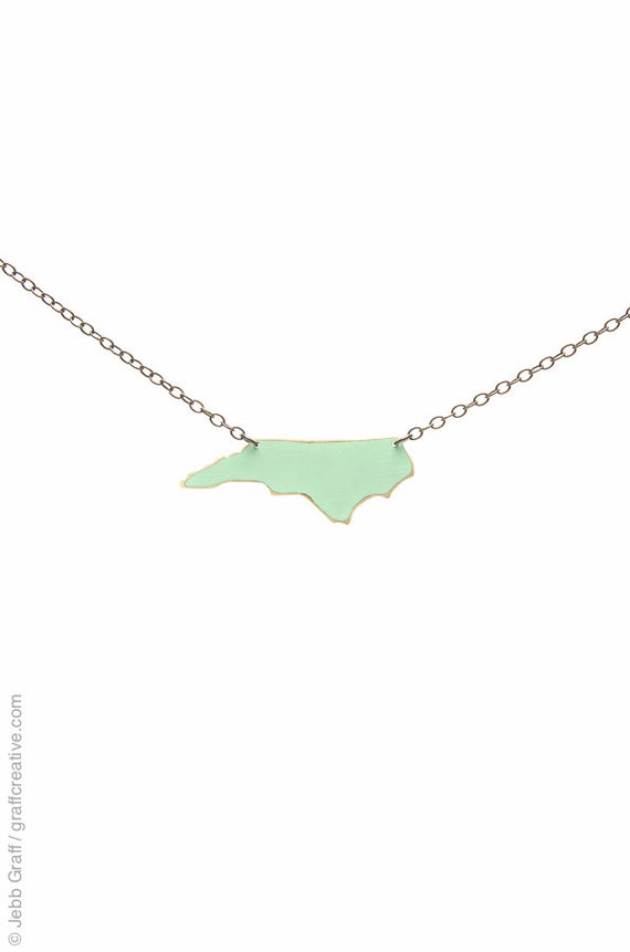 North Carolina Necklace, Mint Green - North Carolina Home, NC necklace // handmade in NC by Bevan Designs