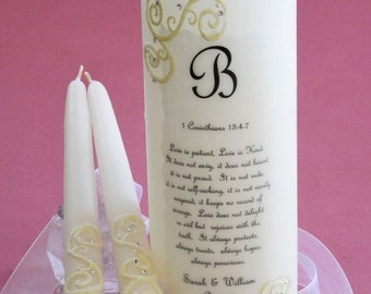 French Lace Swarovski Crystal Wedding Unity Candle