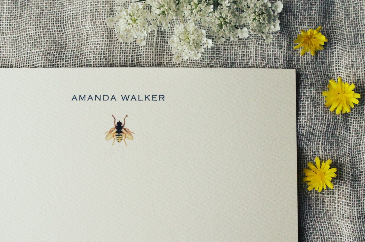 Bee Personalized Note Cards Set of 24 Notecards With Envelopes