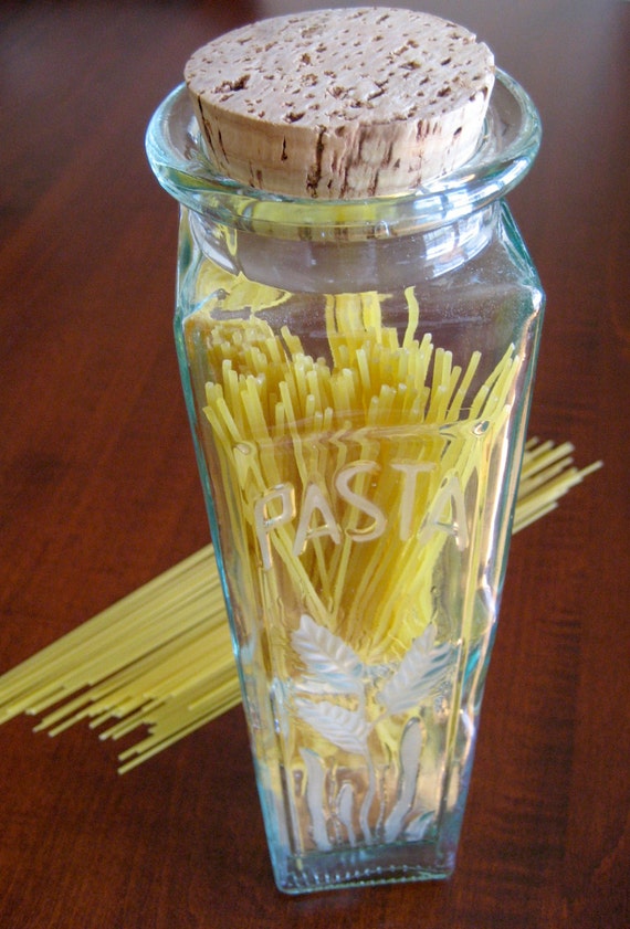 Retro Pasta Jar Kitchen Pantry Storage Jar by RedDressHanger