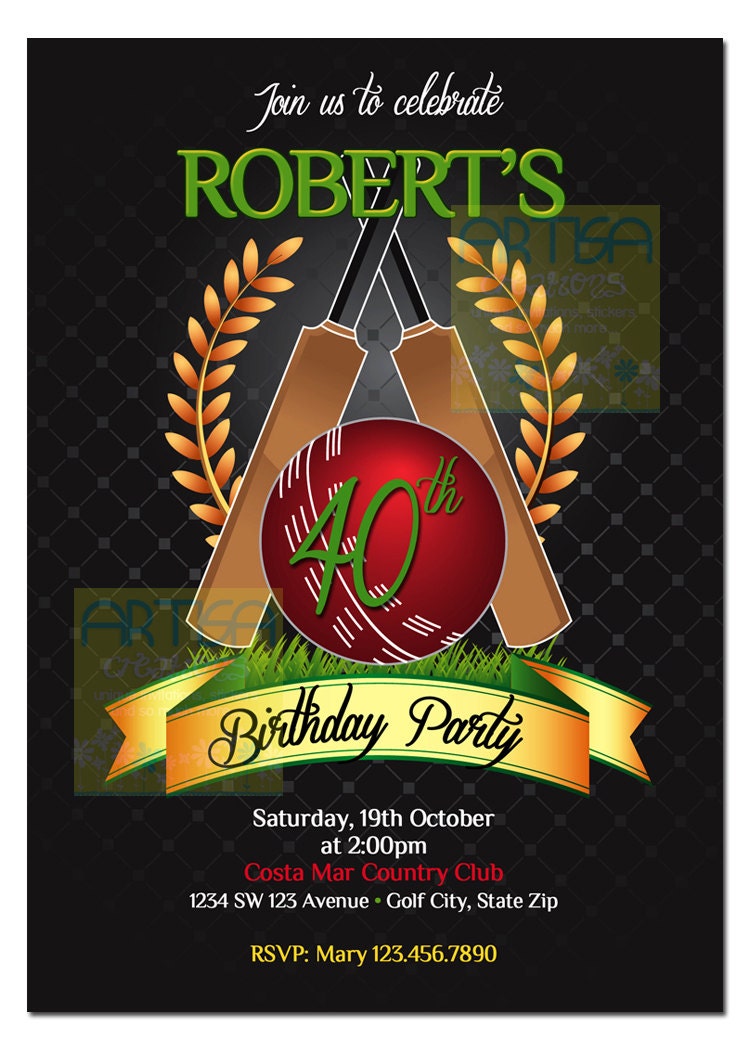 Cricket Themed Birthday Party Invitations 3