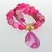 Chunky Statement Necklace, Hot Pink Agate Druzy Pendant, Faceted Dragon Veins Agate 064