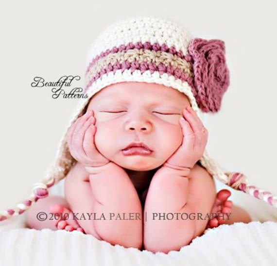 Crochet Hat PATTERN Photo Prop Baby Earflap by ...