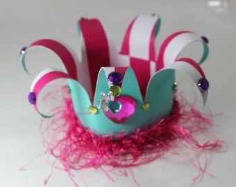Girls birthday crown, mini mouse theme party, queen of hearts crown, hat, crown.