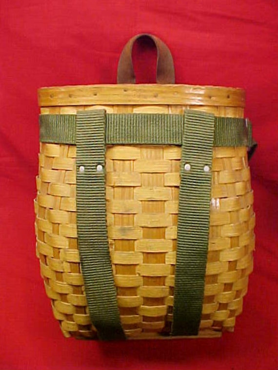 Child Size Vintage Maine Pack Basket Trapping Canoeing Hiking