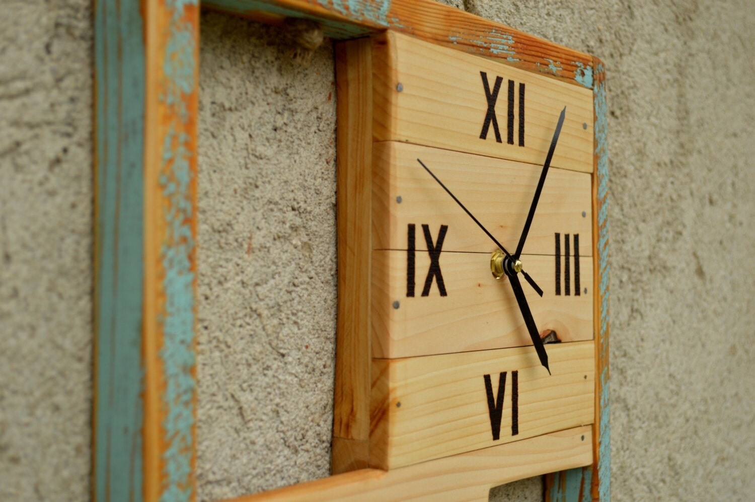Wooden clock Wall hanging Clock Double clock Pine by WoodRestart