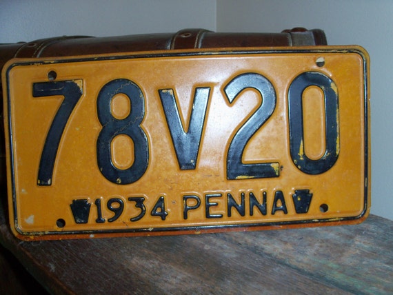 Antique 1934 Pennsylvania License Plate