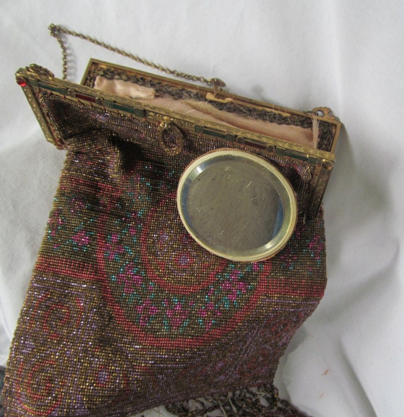 Antique French Victorian Beaded Purse Steel by ReVintageLannie
