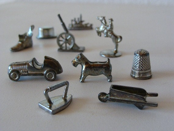 10 Monopoly Game Pieces Includes Retired Iron 1985