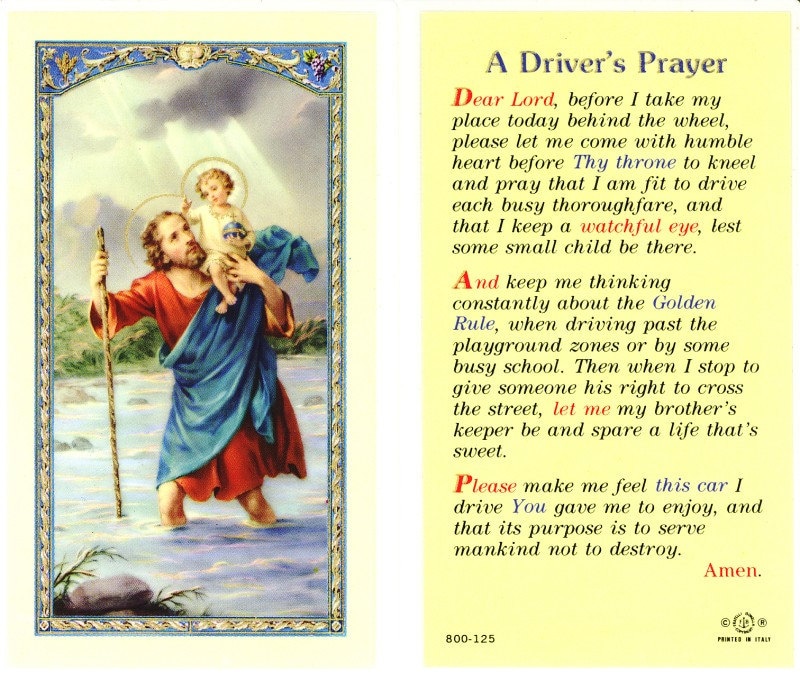 Laminated Saint Christopher Prayer Card Religious Spiritual