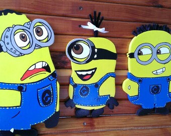 Set of 4 Wooden Super Hero Minions by Pamelaswoodcrafts on Etsy