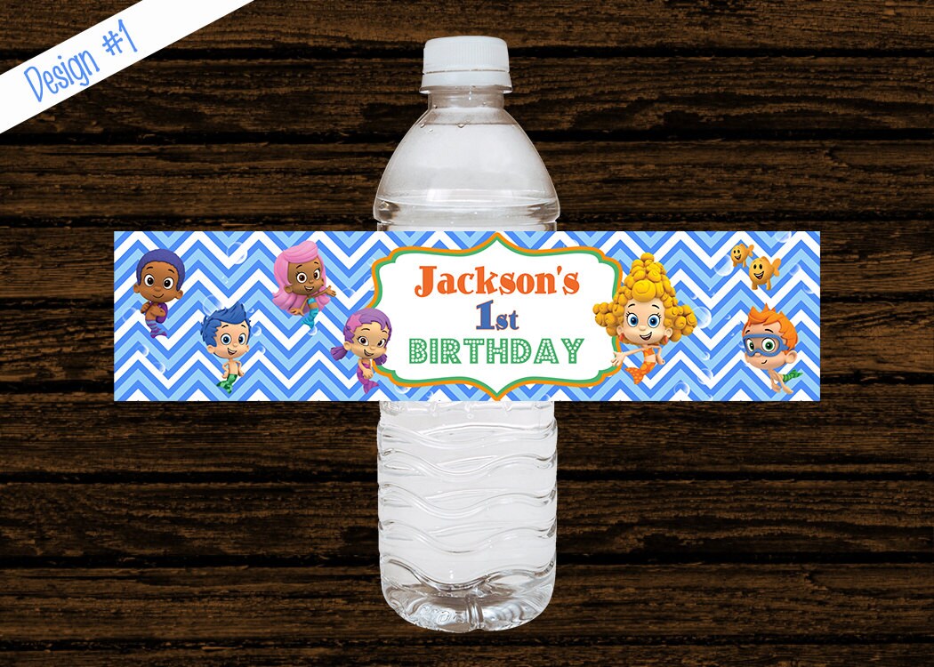 Bubble Guppy Birthday // Custom Water Bottle Labels // Bottle