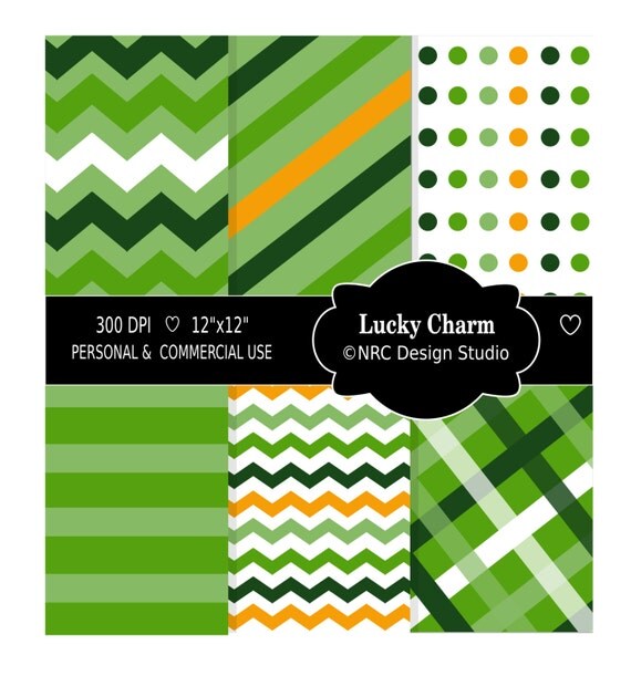 SALE - St. Patrick's Day Printable Paper Pack - Digital Lucky Charm St. Patrick's Day Scrapbook Papers - Commercial Use Ok Il_570xn