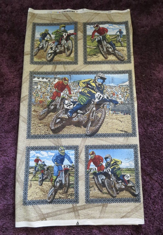 Motocross Motorcycle Fabric Panel Material Quilt Craft