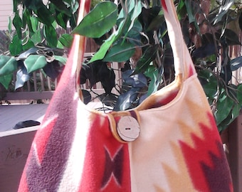 Fleece bag/purse, in Native American print