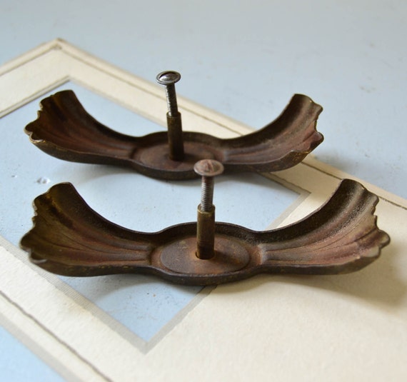 Vintage Art Deco Drawer Pulls with Bakelite Insert Metal