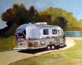 Airstream Trailer Vintage Trailer 9x12 Giclee Print