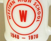 vintage milk glass mug western high school