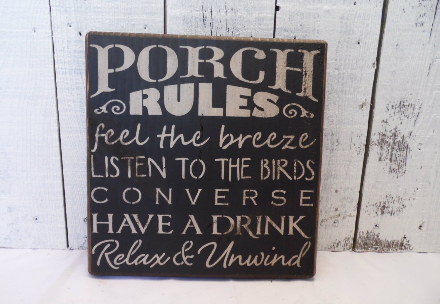 wooden sign Porch Rules subway art wall decor wall art
