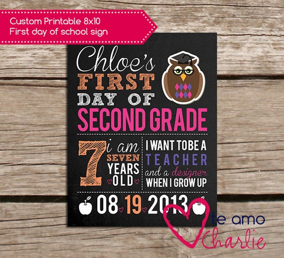 First Day of School Sign - Printable 8x10 First Day of School Photo ...