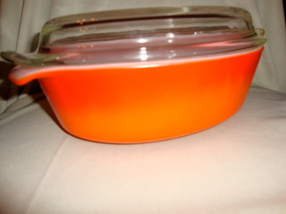 Vintage Fire King Orange Baking Dish Casserole With Lid Anchor