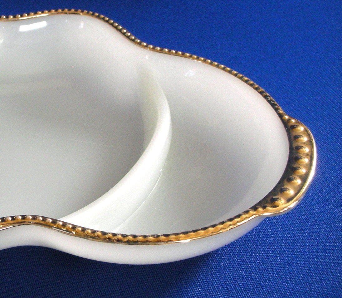 22k Gold Trimmed 3Section Relish Dish Haute Juice