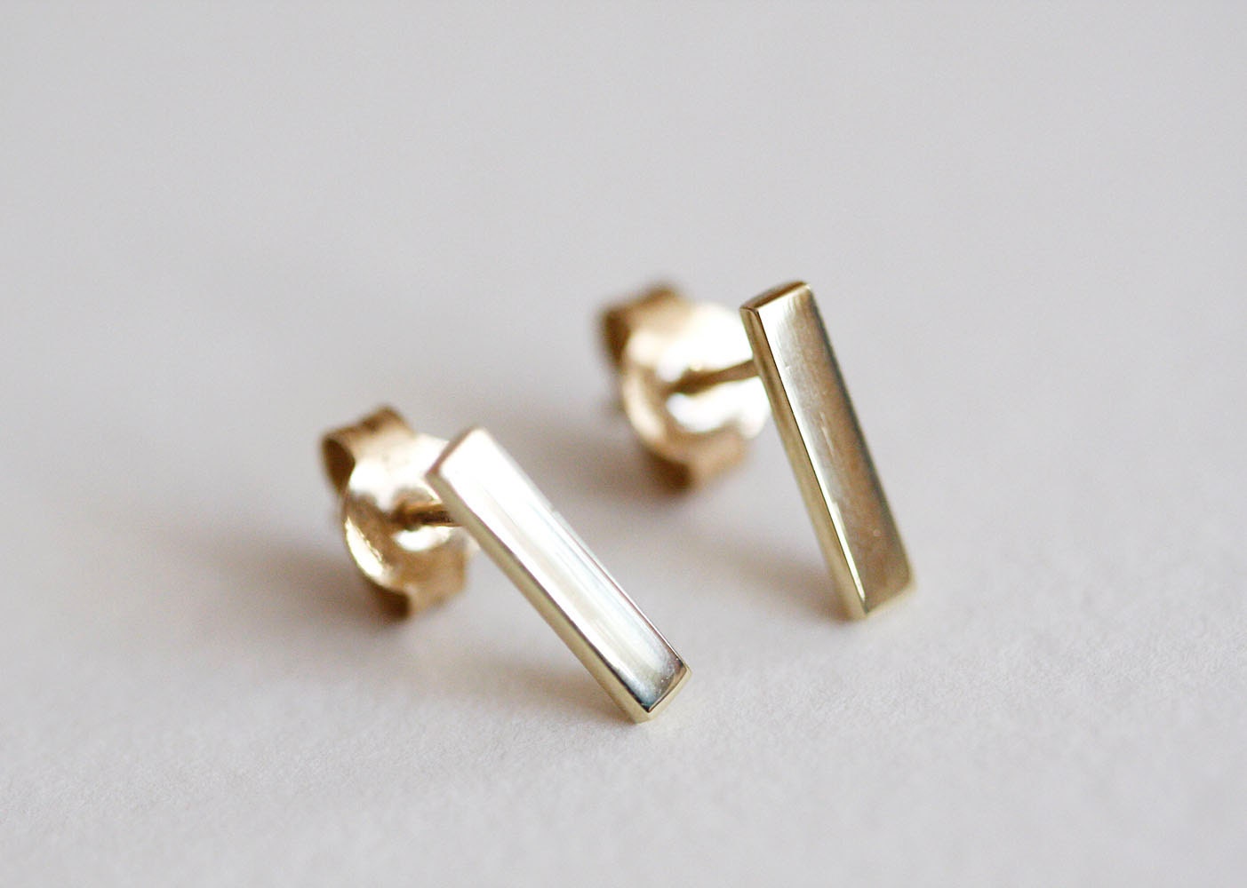 Gold Bar Earrings 14K yellow gold studs Gold Bar Studs Gold