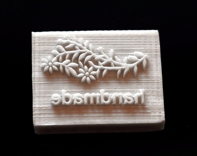 Handmade Cookie Stamp Seal Soap Stamp - Plants with text "Handmade"