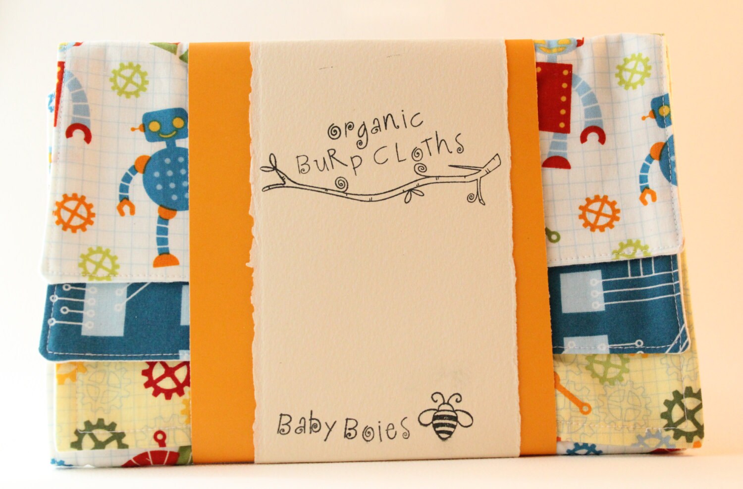 Organic Cotton Burp Cloths Ecofriendly Set of 3 different
