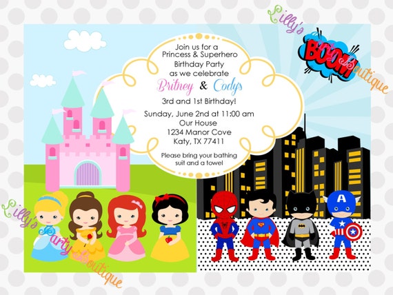 Superhero And Princess Party Invitations Free Printable 2