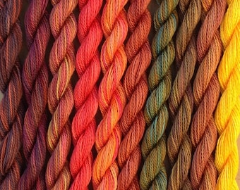 6 STRANDED COTTON, Hand Dyed Embroidery Floss, Cross Stitch Thread, Variegated Thread, Canvaswork, Needlepoint, Sashiko Quilting