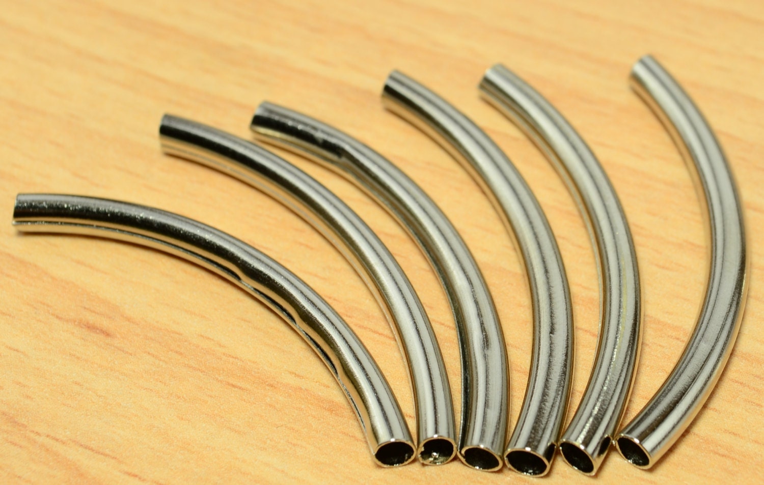 24 Pcs Silver Tone 3 x 42 mm Curved Metal Tube